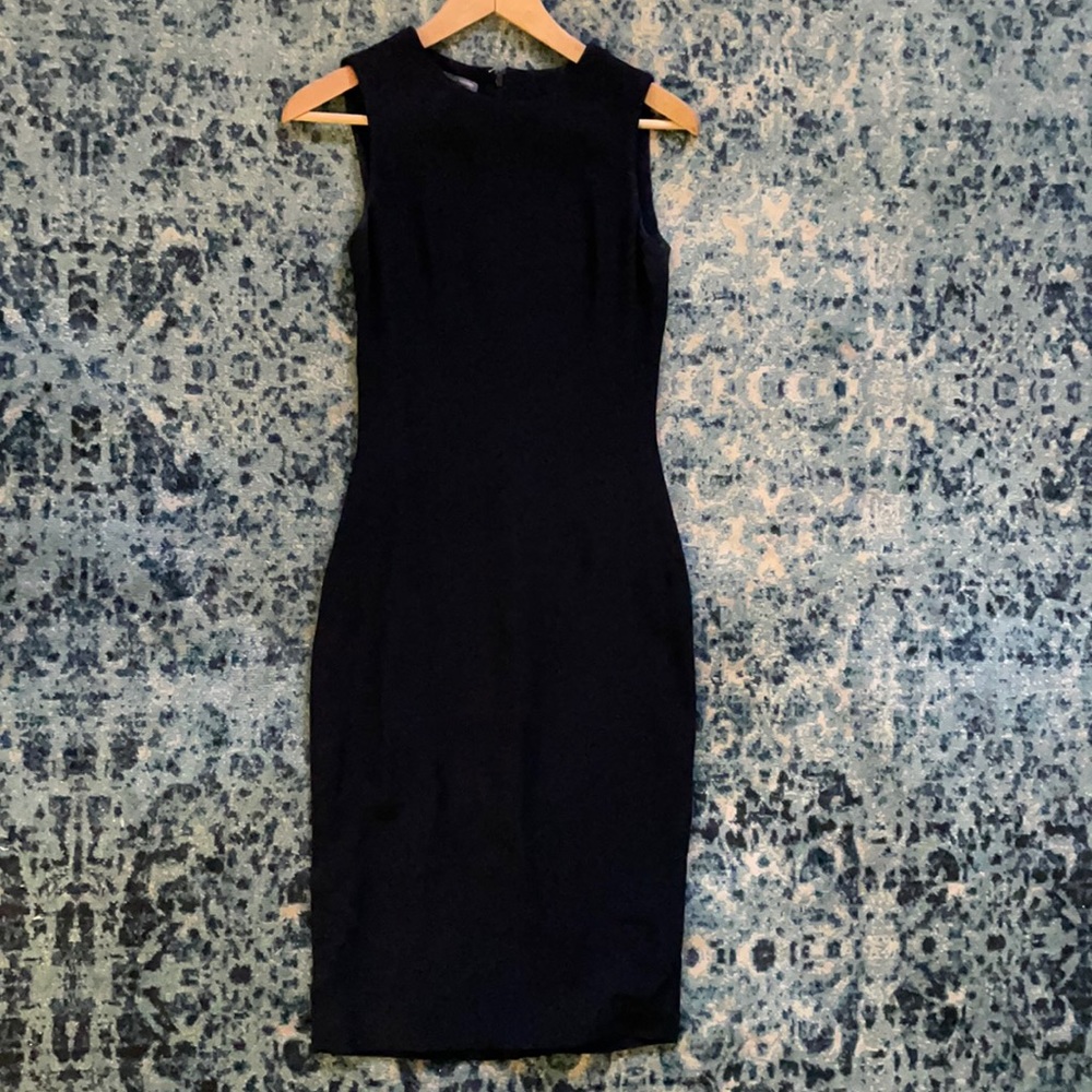 Alexander McQueen black midi pencil dress